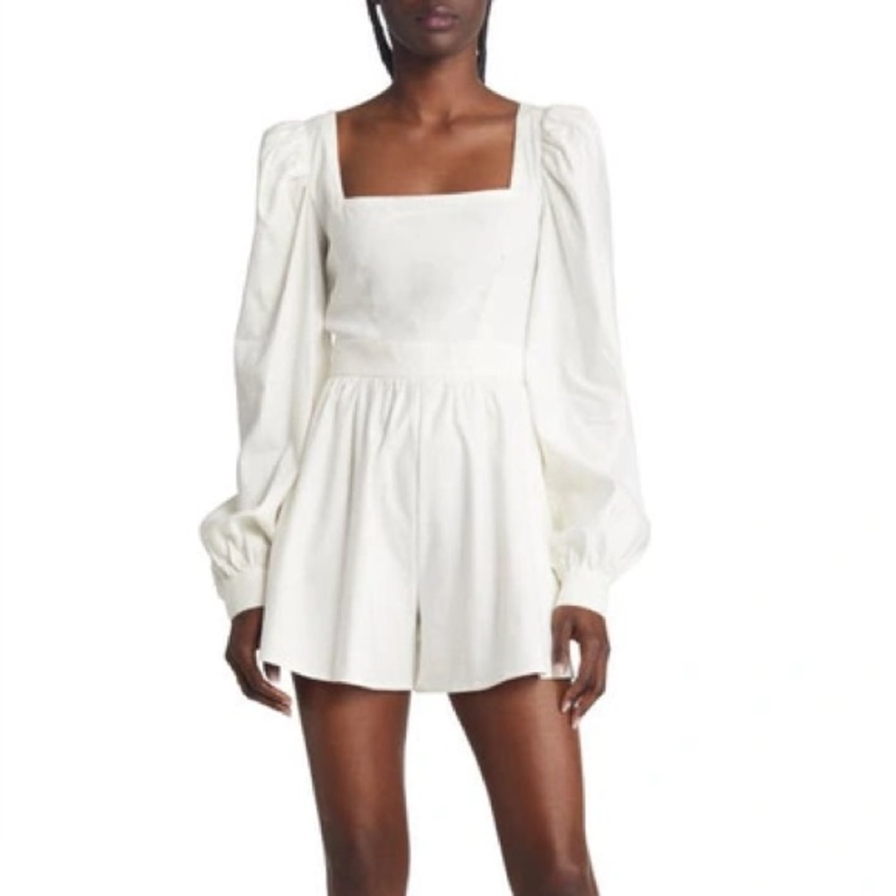 Chelsea28 Elegant White Long Sleeve Linen Romper